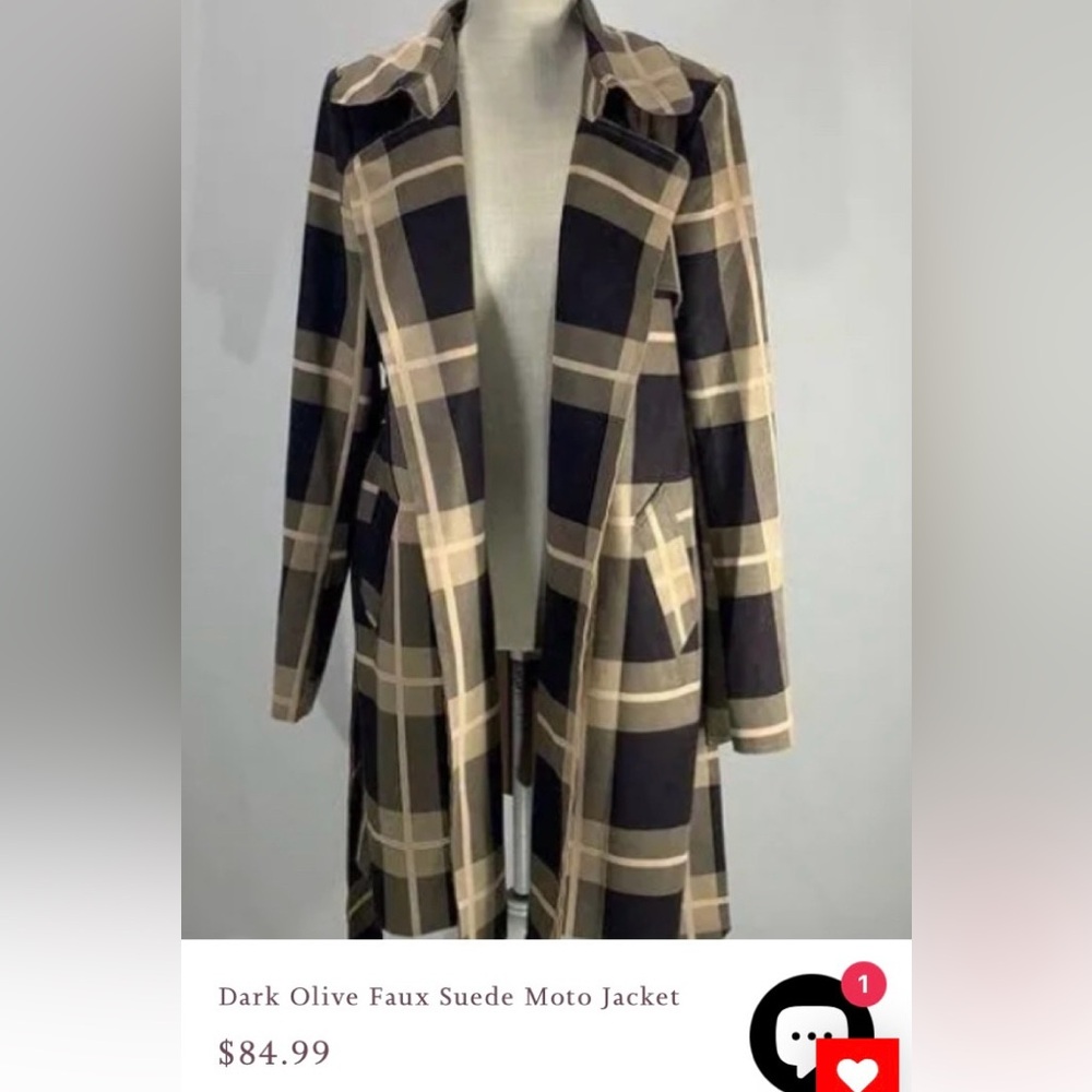 SOLITAIRE dark olive plaid jacket